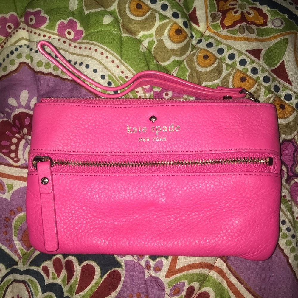 Kate Spade pink zip wallet wristlet